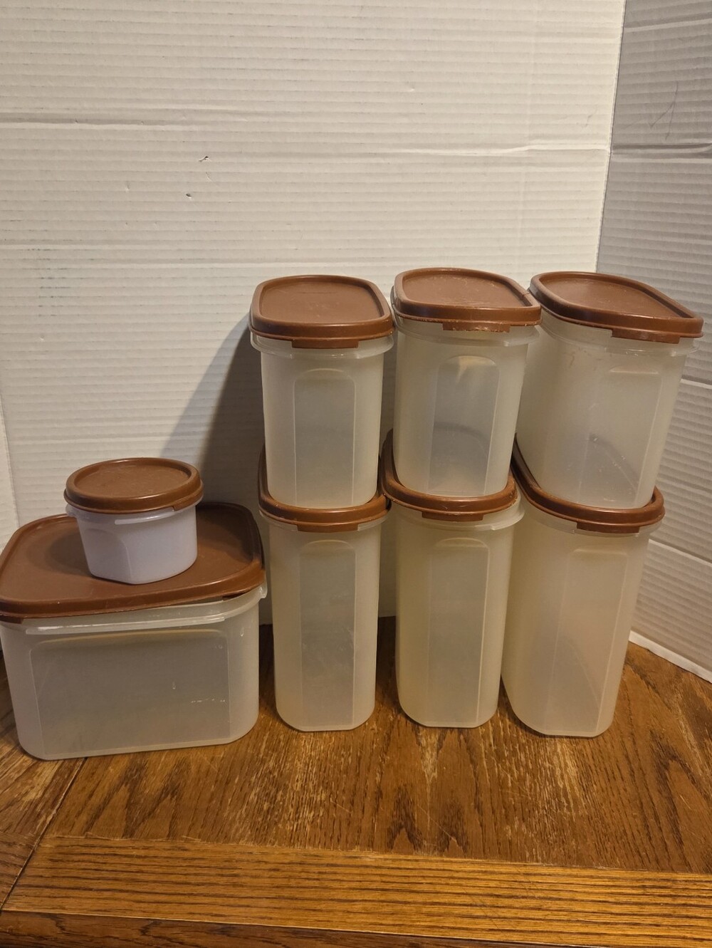Vintage Tupperware Translucent Food Storage Set Modular Mates with Brown Lids